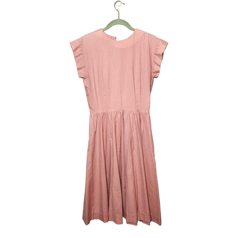 VINTAGE Micro Hearts Calico cottagecore midi dress in‎ pink